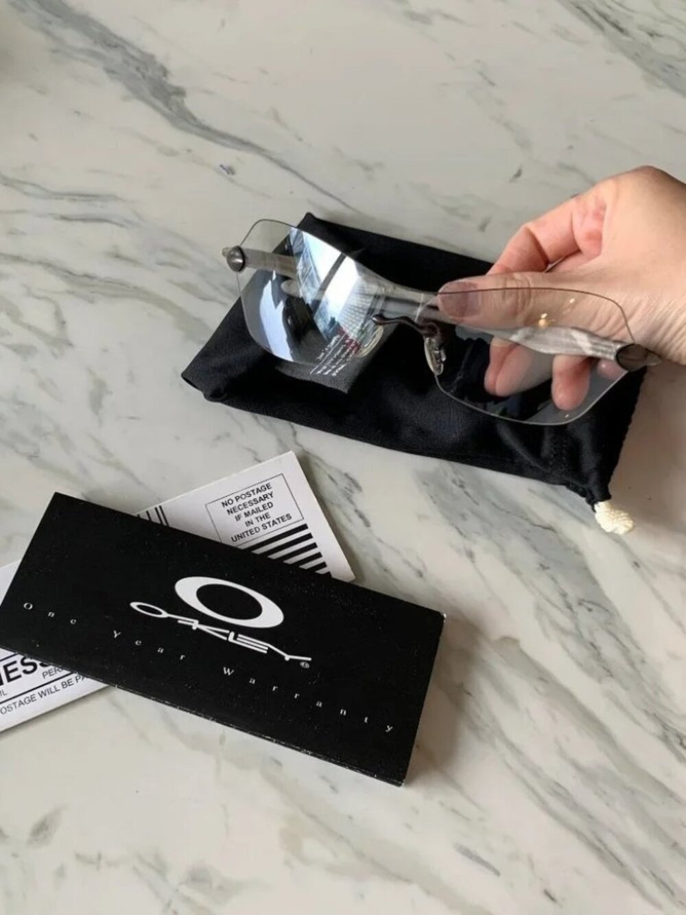 Early 2000 Oakley Dartboard White Camo Titanium Clear sunglasses